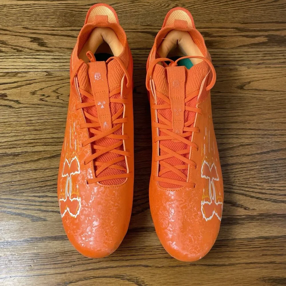Under Armour Blur 2 MC Suede Orange Football Cleats Men's Size 16 NEW